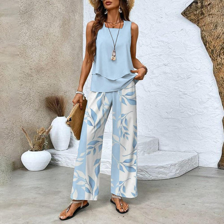 Luna | Women's Sleeveless Square Neck Stylish 2-Piece Summer Set