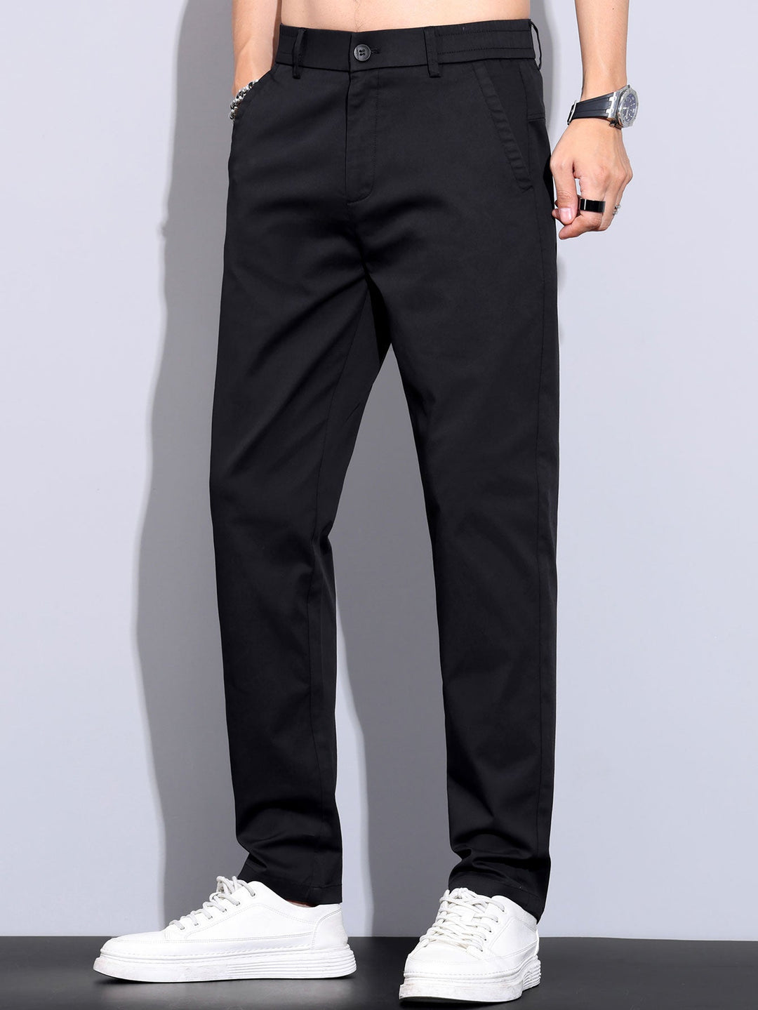 Men's Short Sleeve Zip Polo & Elastic-Waist Straight-Leg Pants Set