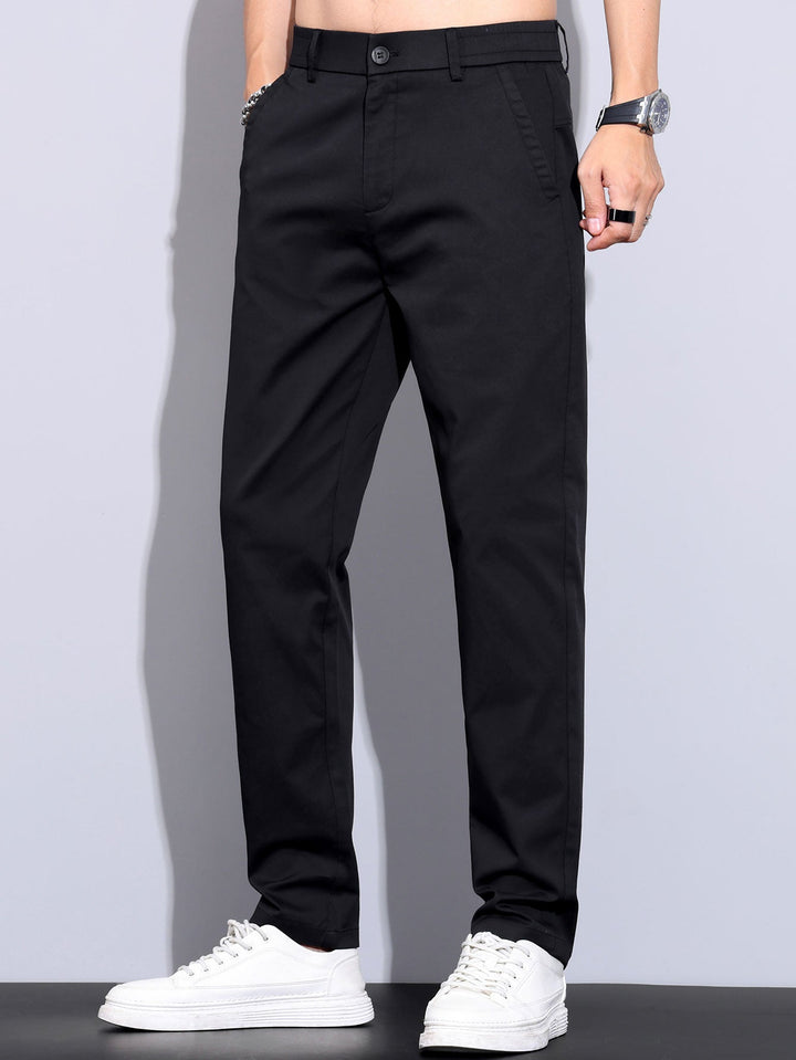 Men's Short Sleeve Zip Polo & Elastic-Waist Straight-Leg Pants Set