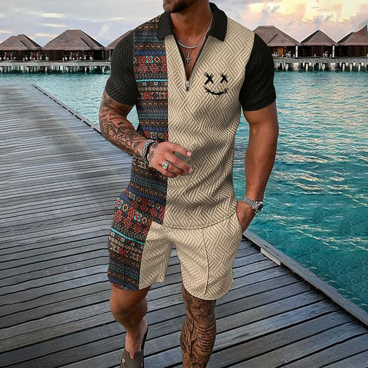 Emil | Men's Loose Time-Traveler Poloshirt & Shorts SET with Pockets