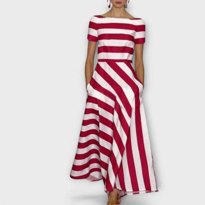 Janell - Striped Maxi Dress with Long Silhouette