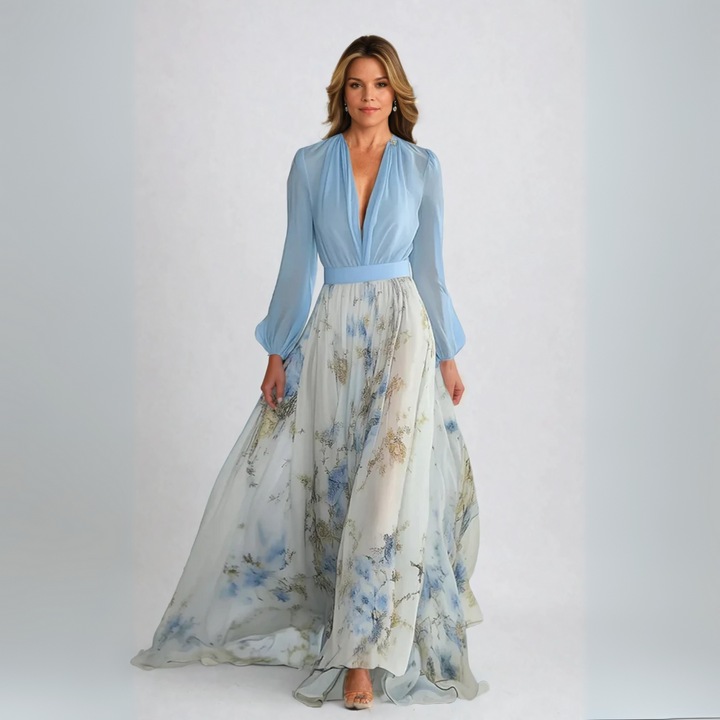 Jewel | Women's Mini Long Dress with Floral Print and Belt