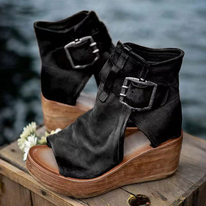 Ariana™ - Bold Buckle Wedge Sandals