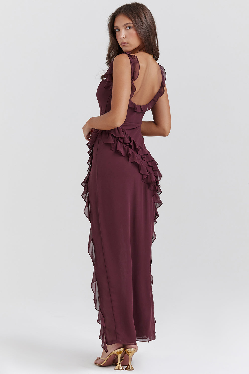 Laurine | Women's Cowl Neck Elegant Maxi Dress with Side Slit