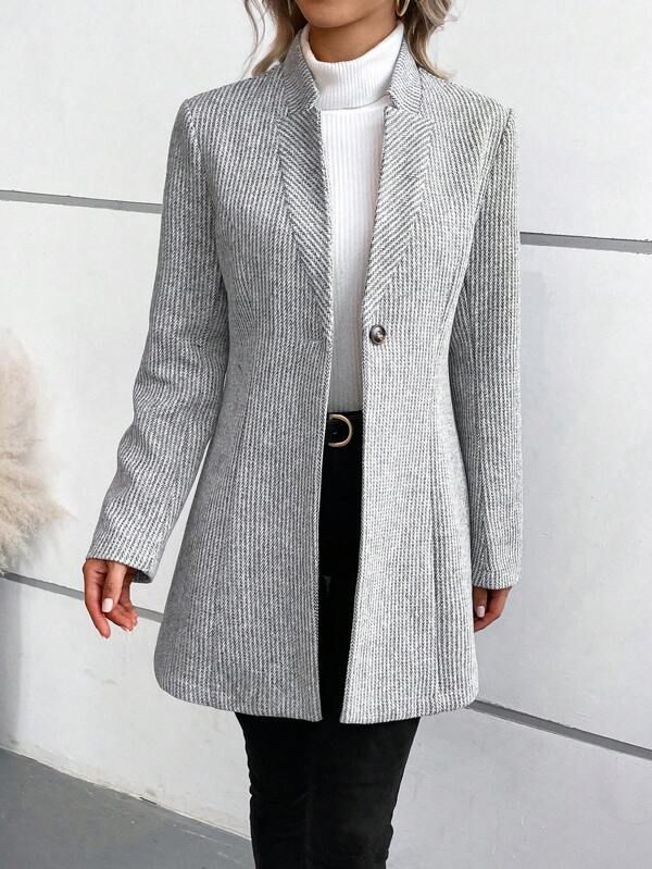 Tanja | Classy Collarless Long Sleeve Outerwear