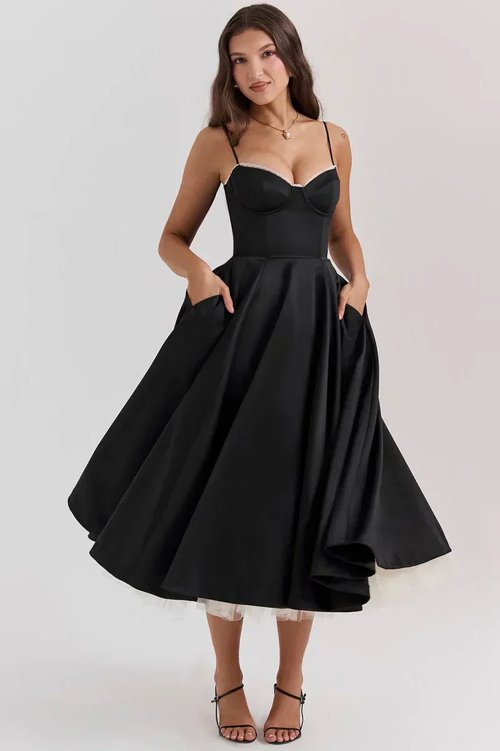 Minerva | Women's Mini Spaghetti Strap Princess Dress