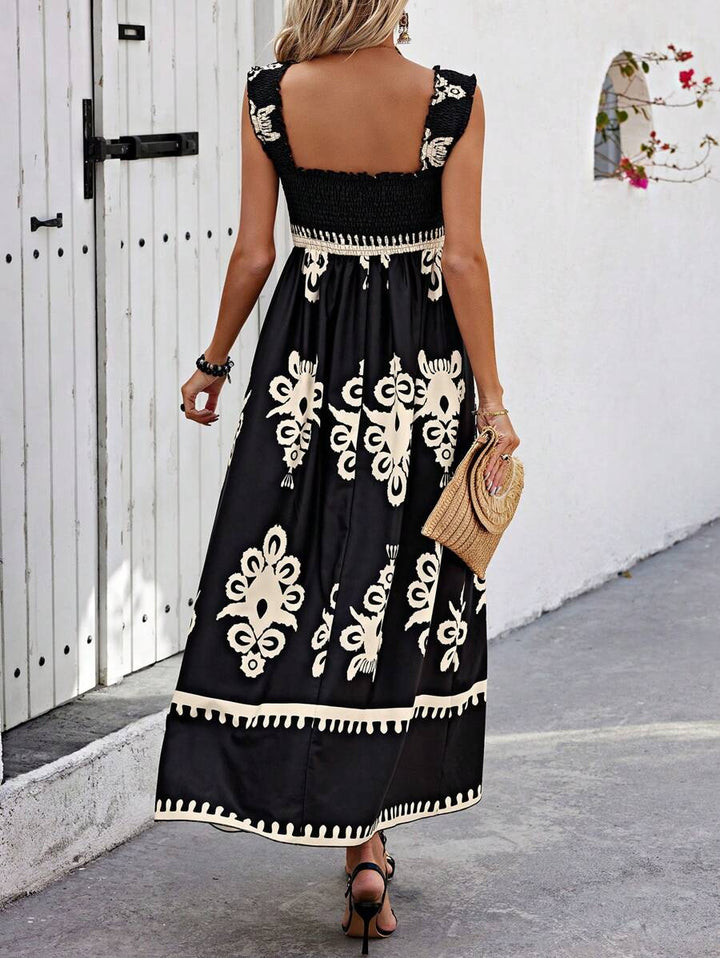 Valentina | Women's Mini Chic Square Neck Sleeveless Printed Beach Dress