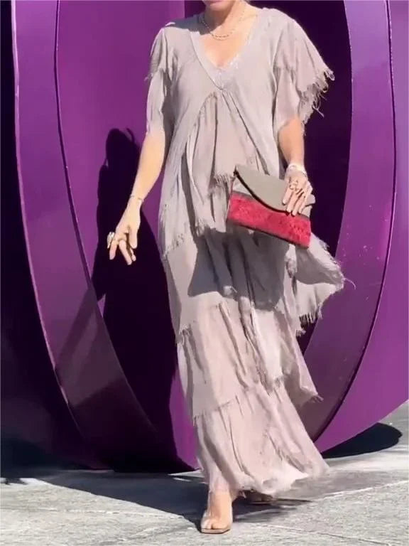 Zunera™ | Elegant V-Neck Long Dress