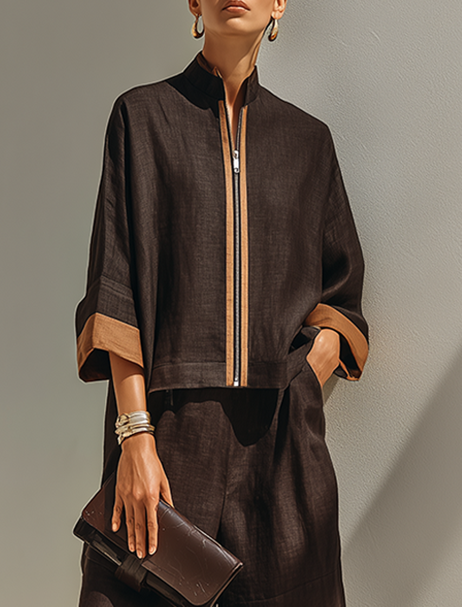 Women's Top & Cropped Wide-Leg Pants Set