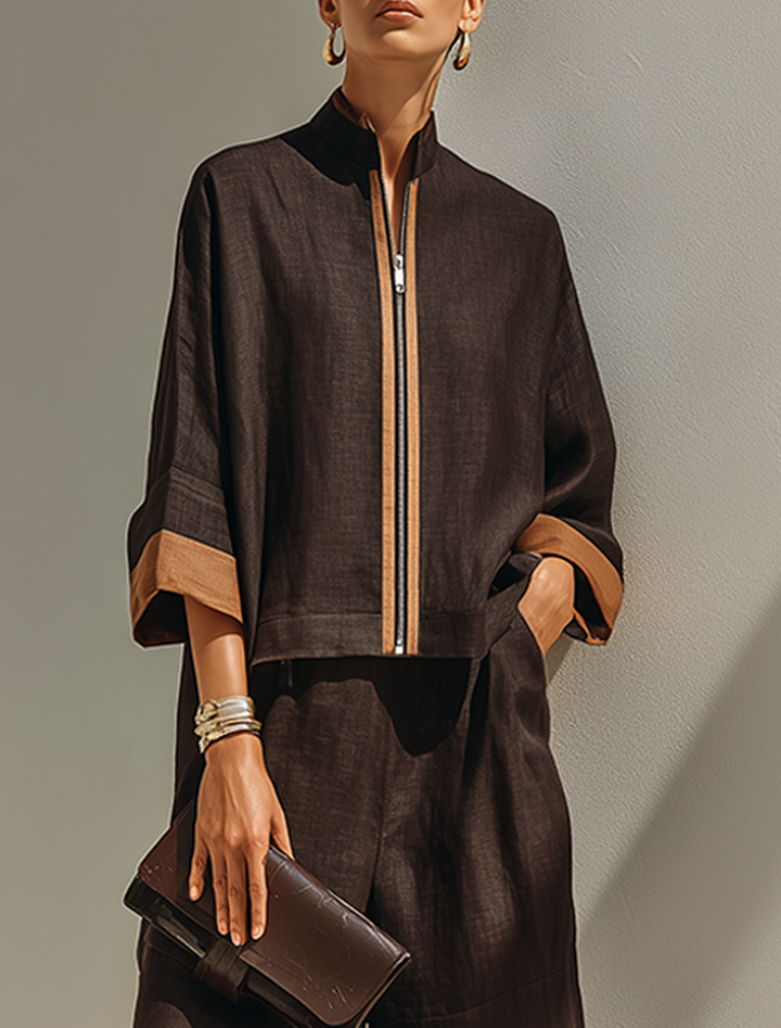 Women's Top & Cropped Wide-Leg Pants Set