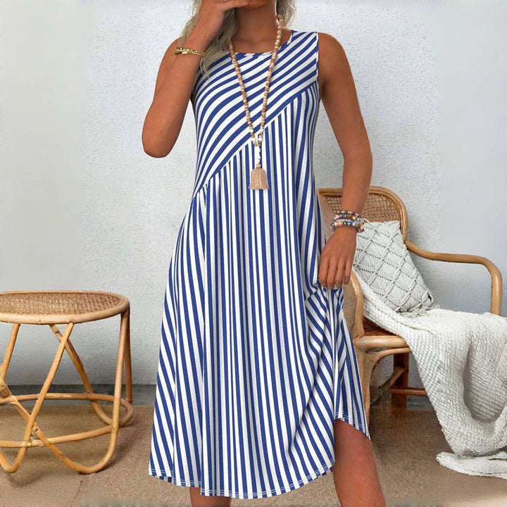 Heidi | Sleeveless Striped Tummy-Covering Summer Dress