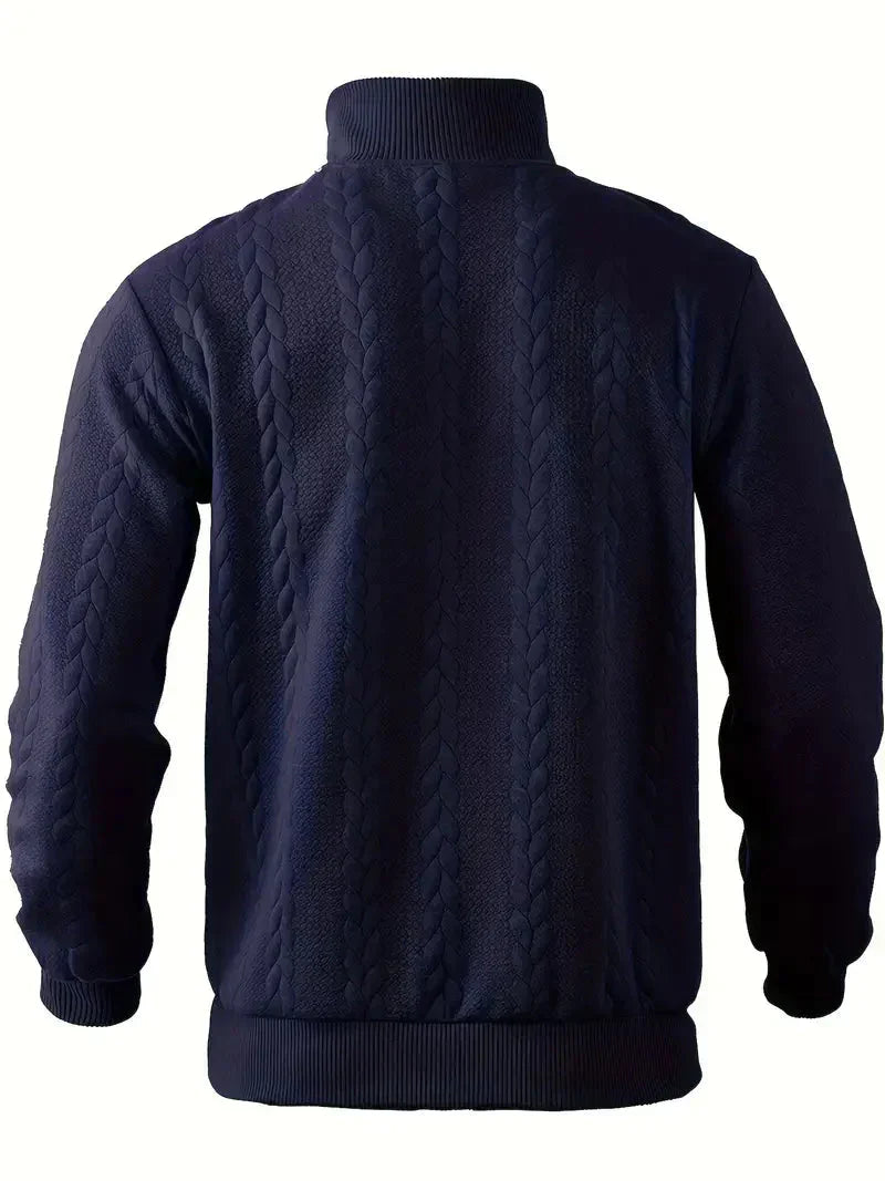 Brit & Boho™️ | Casual Jacquard Quarter-Zip Sweater