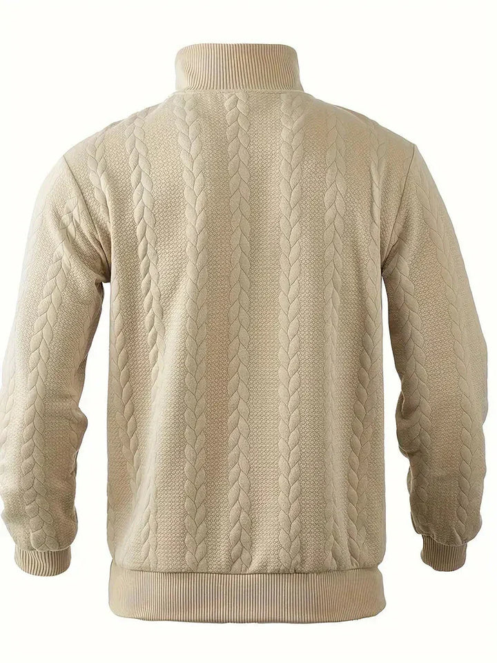 Brit & Boho™️ | Casual Jacquard Quarter-Zip Sweater