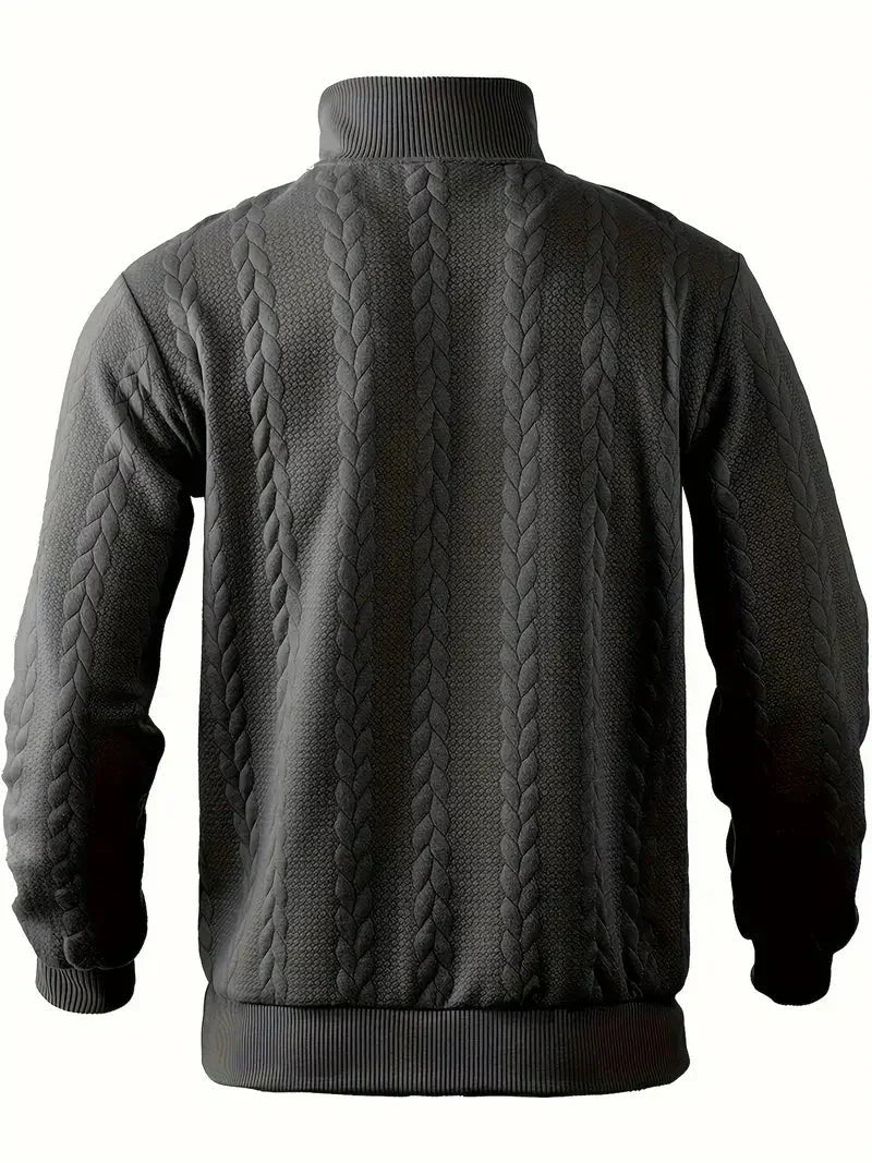 Brit & Boho™️ | Casual Jacquard Quarter-Zip Sweater