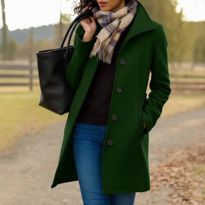 Vera | Women's Classic Mid-Length Button Coat with Buttons