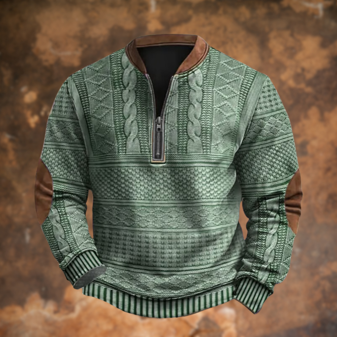 Ford | Men's Striped Textured Half-Zip Pullover Sweater