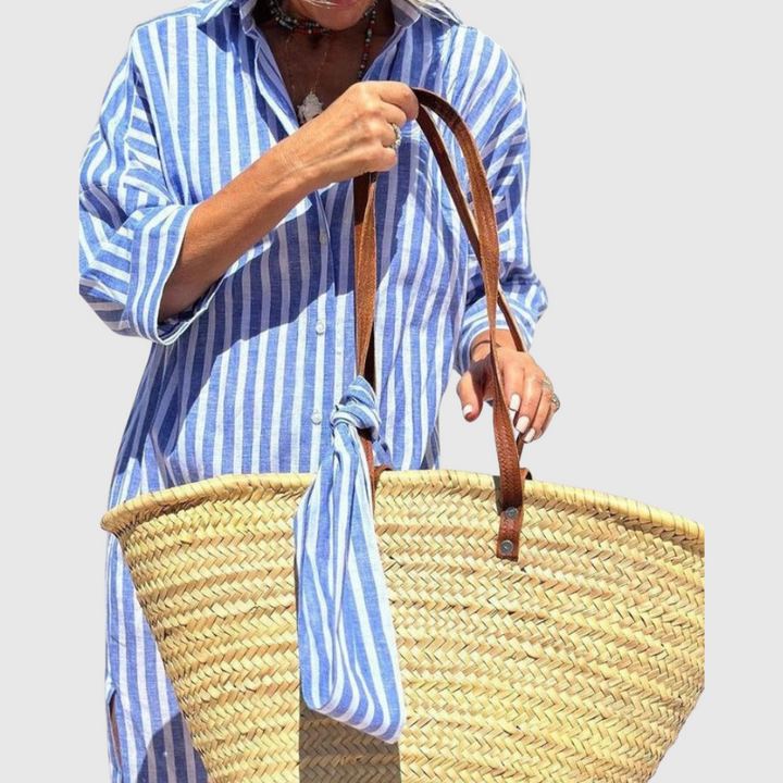 Elodie | Women's Chic Striped Button-Down Shirt Dress with Buttons