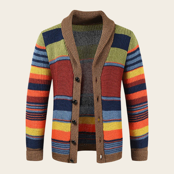 James | Men's Striped Cardigan with Buttons