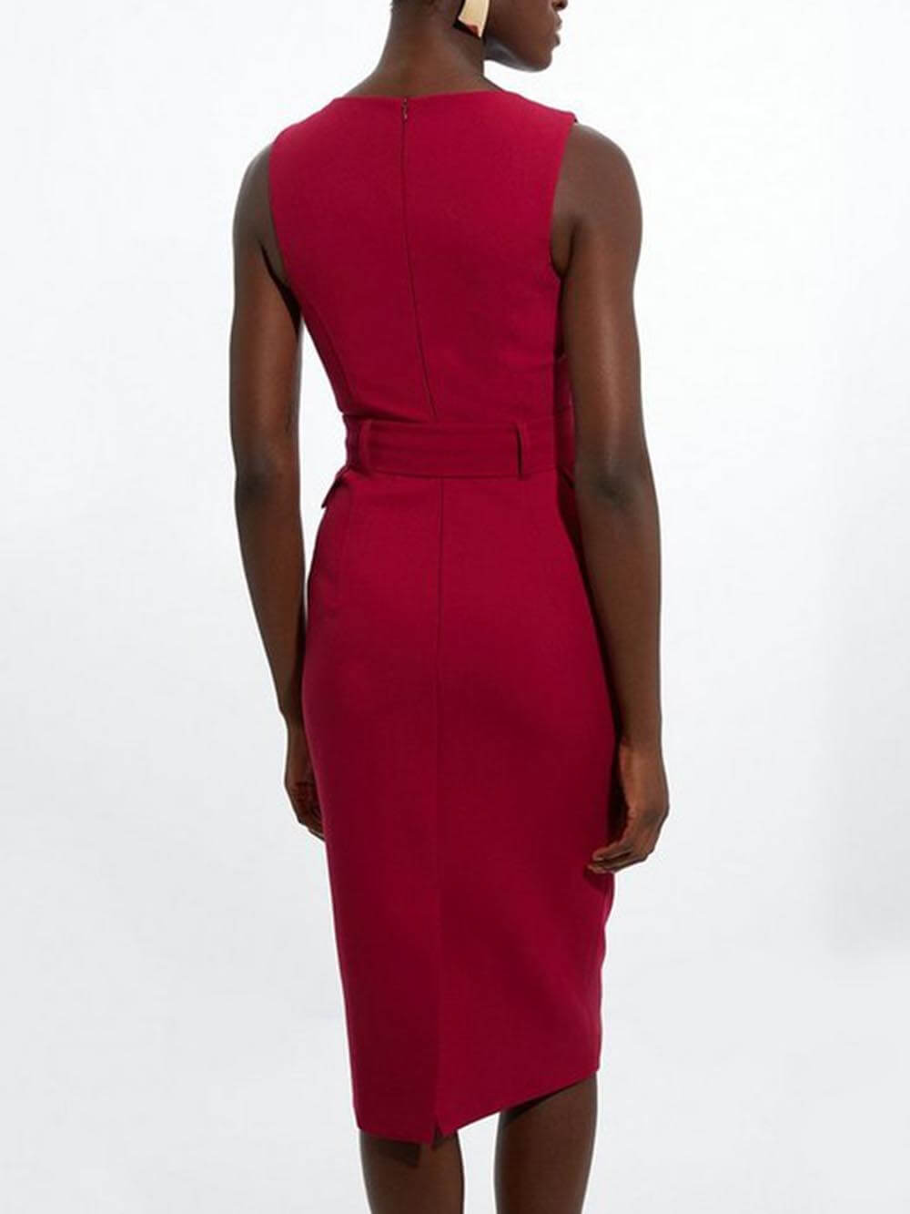 Chic and Refined Midi Dress with Formal Tie Detail