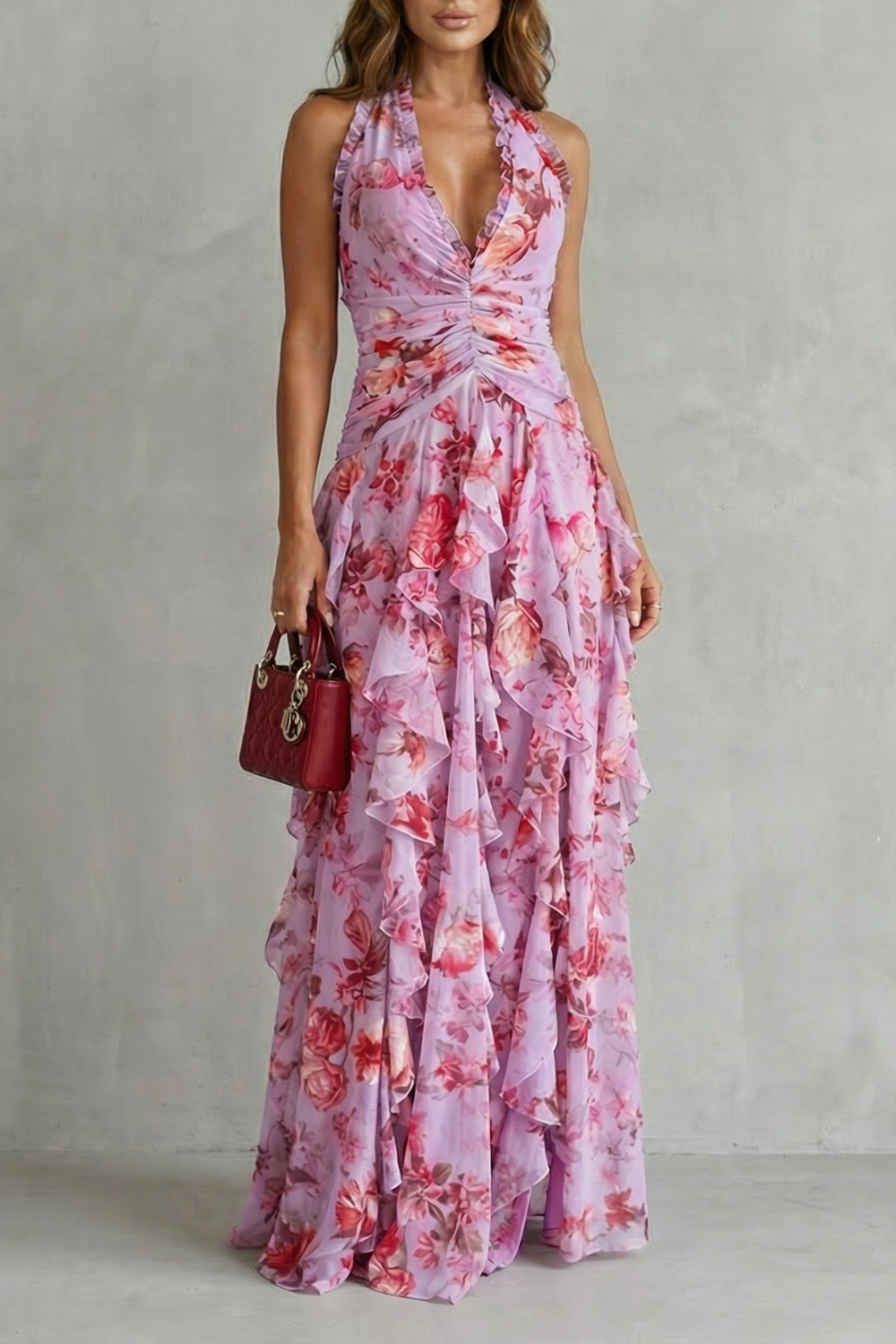 Belladina | Women's Floral Maxi Dress with Ruffles