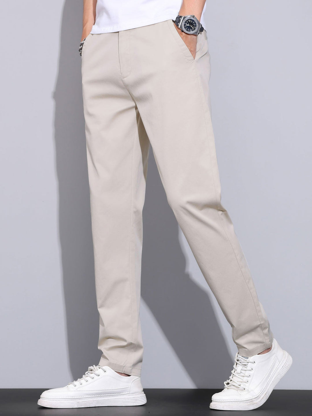Men's Short Sleeve Zip Polo & Elastic-Waist Straight-Leg Pants Set