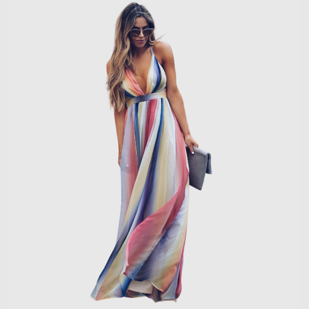 Clover - Bohemian Rainbow Printed Long Dress