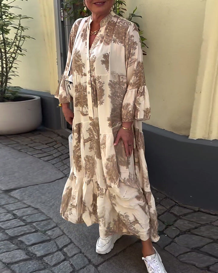 Diana | Women's Comfy Patchwork Maxi Dress with Buttons