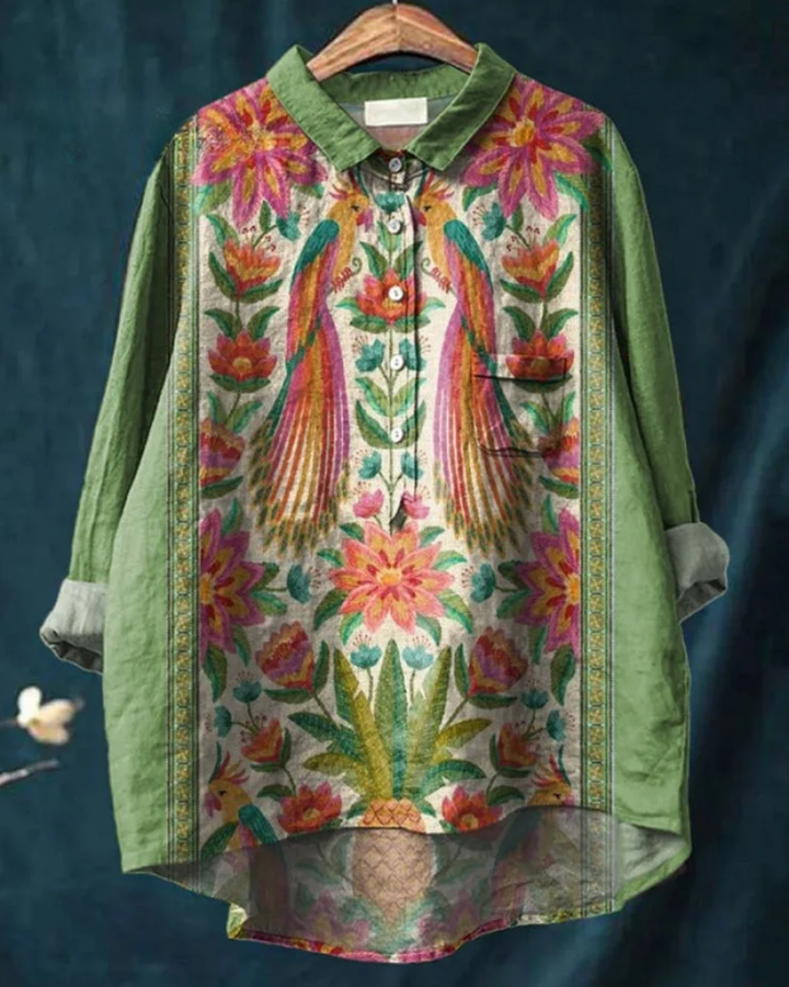 Jaclynn | Floral Shirt with Ruffle