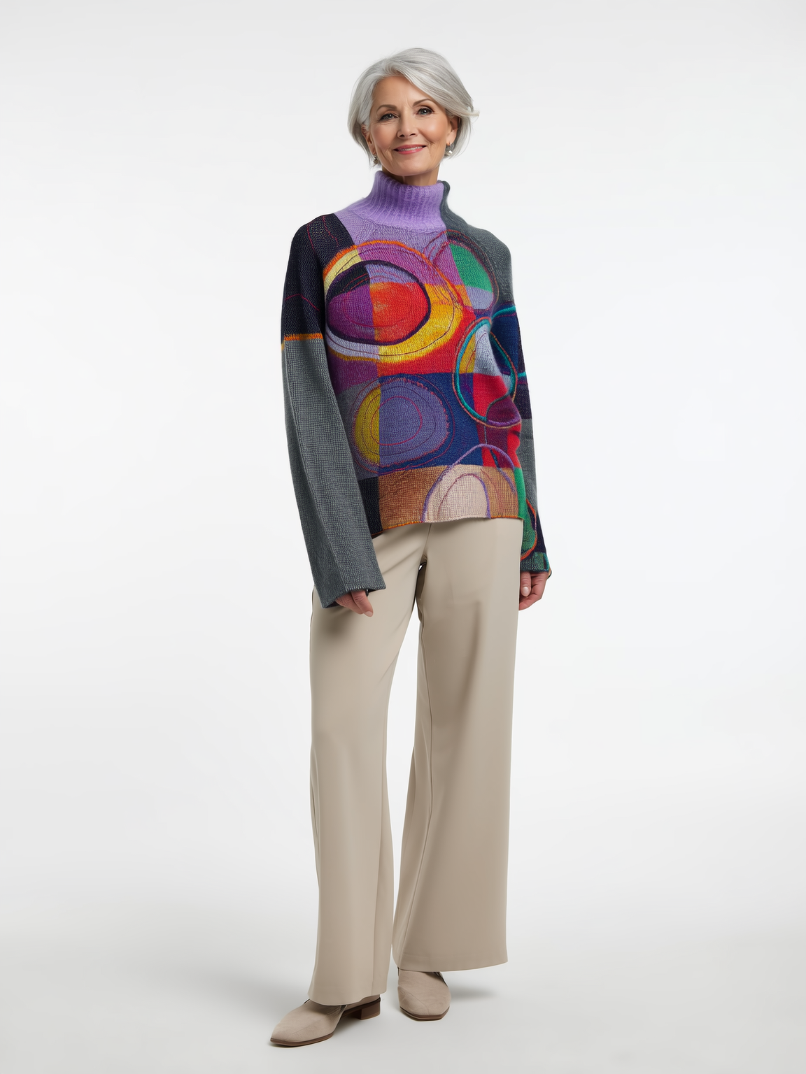 Kaia - Colorblock Knitted Turtleneck Sweater