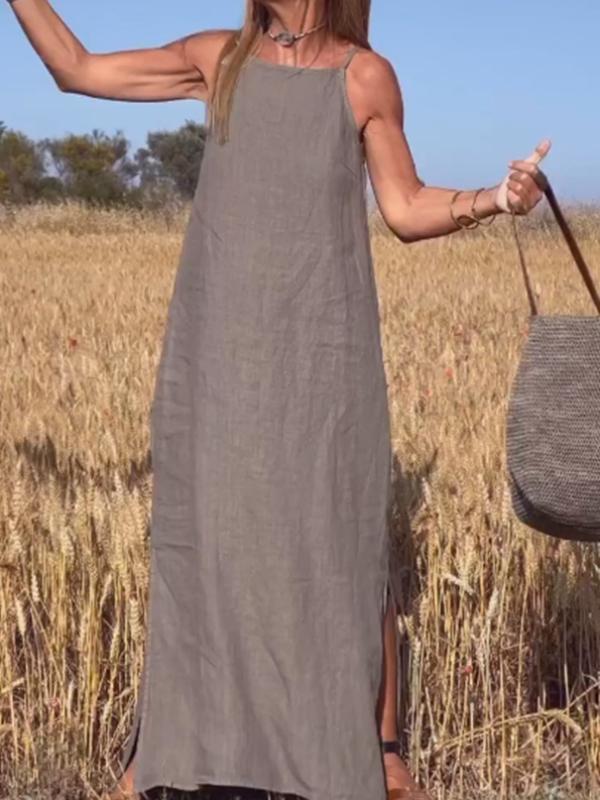 Casual Long Dress Made of Cotton and Linen for Women