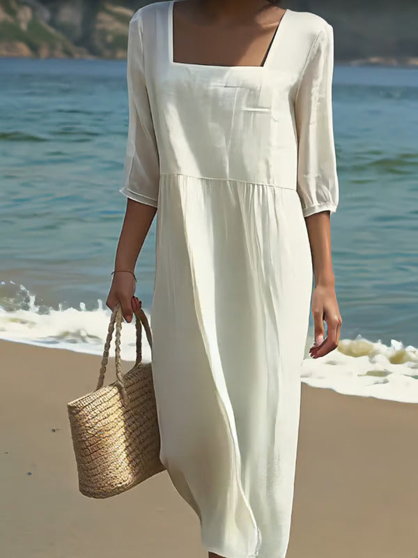 Lunelle | Women's 3/4 Sleeve Square Neck Maxi Casual Dress