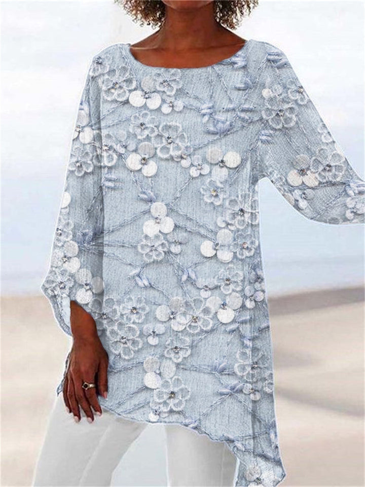 Ivendra | Floral Crystal Bloom Print Top