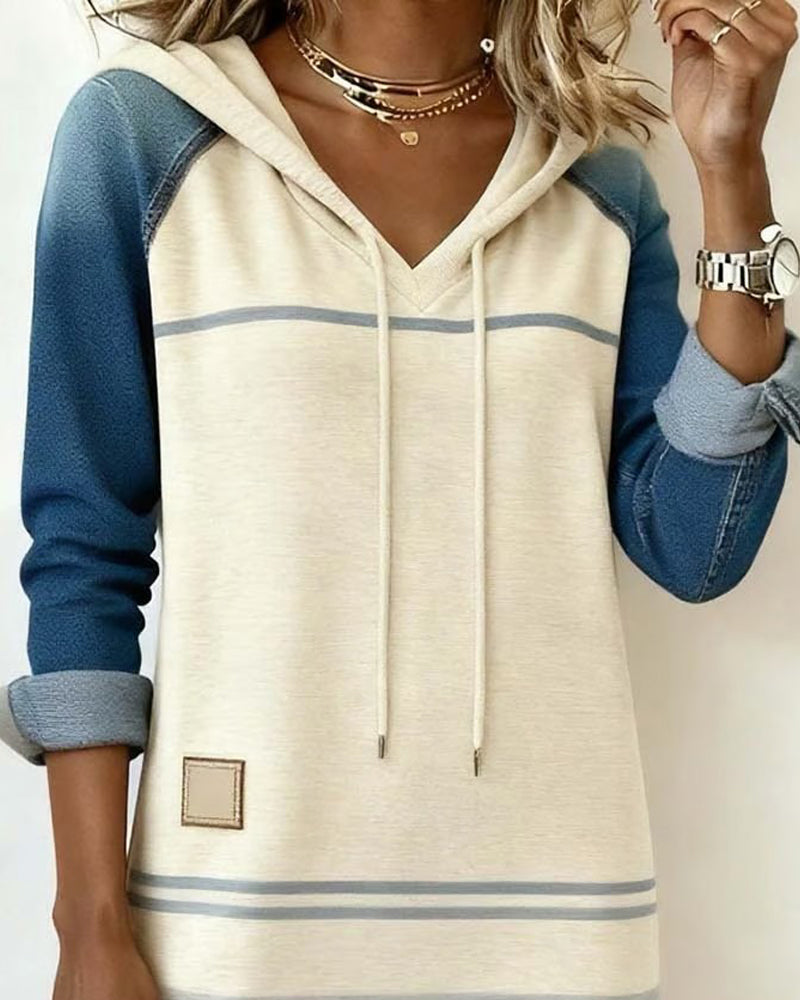 Everly | Women's Knee-Length Striped Hooded Dress with Drawstring