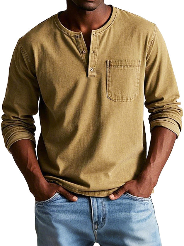 Ellis | Men's Long Sleeve Vintage Henley Shirt