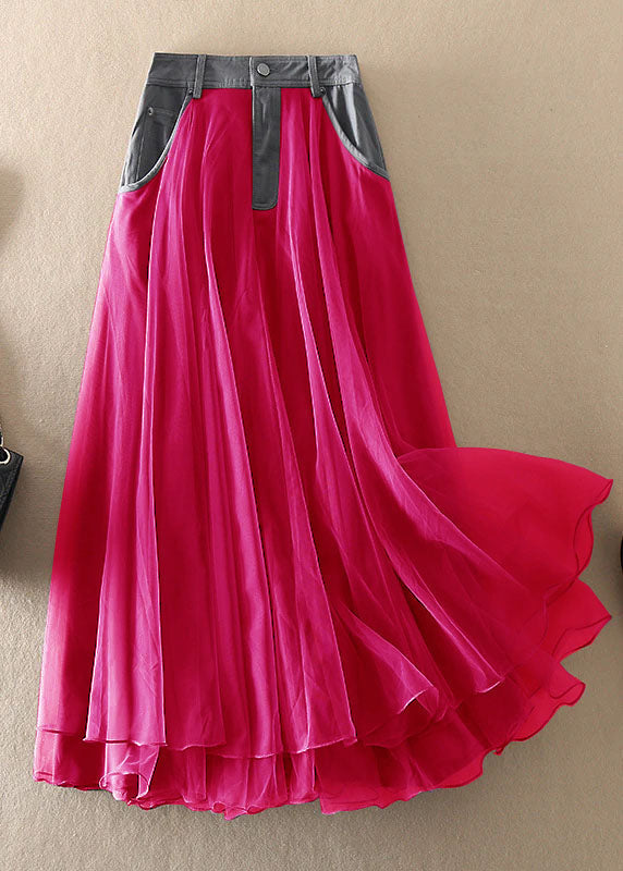 Natural Grey High Waist Patchwork Tulle Skirts Spring