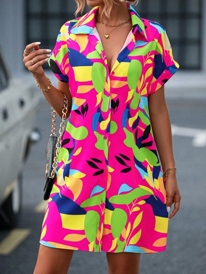 Millie | Women's Effortlessly Chic Printed Shirt Dress with Buttons