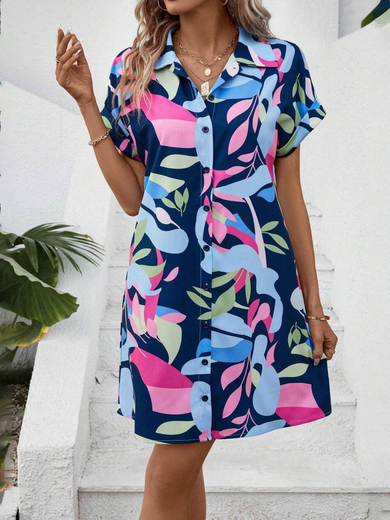 Millie | Women's Effortlessly Chic Printed Shirt Dress with Buttons