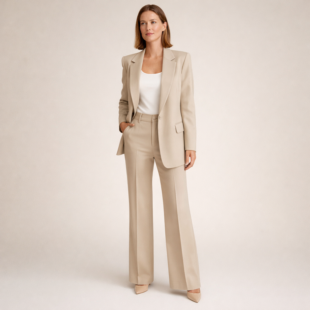 Lena | Women's Suit with Flared Trousers and Buttons