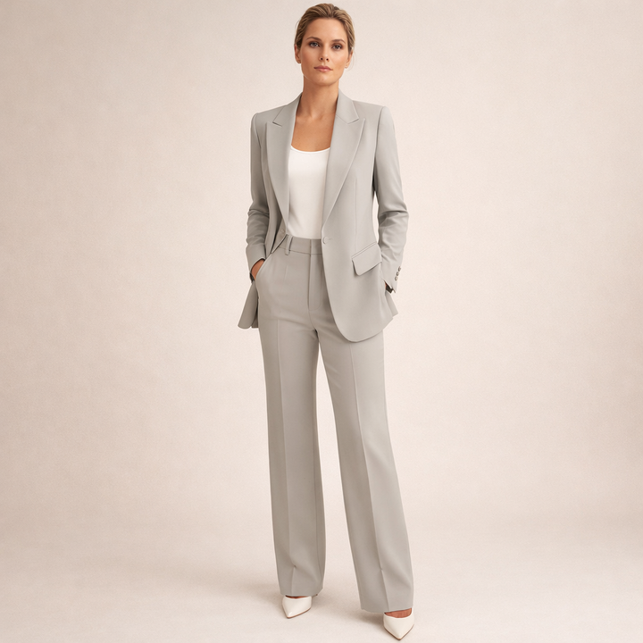 Lena | Women's Suit with Flared Trousers and Buttons