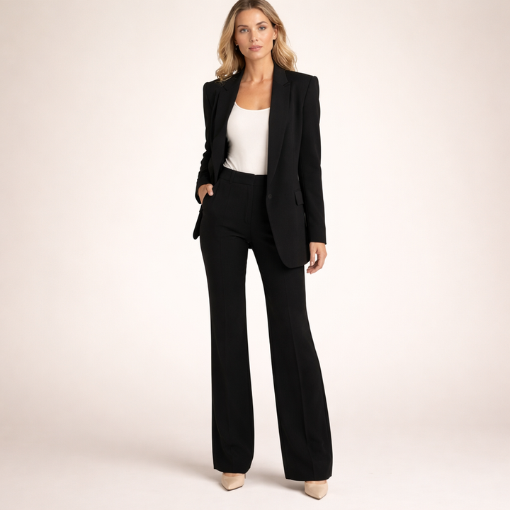 Lena | Women's Suit with Flared Trousers and Buttons