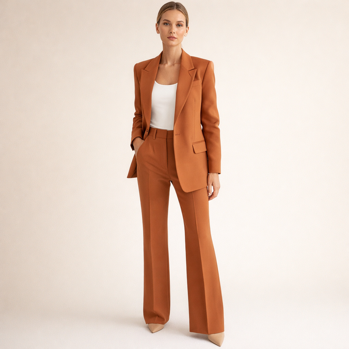 Lena | Women's Suit with Flared Trousers and Buttons