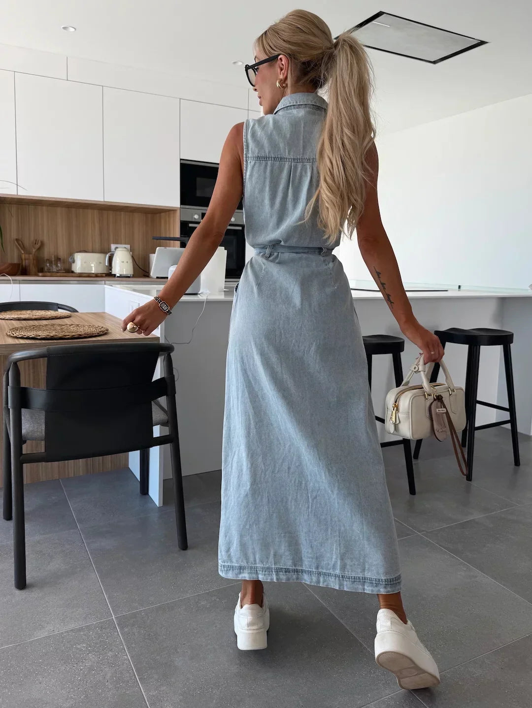 Diane | Women's Sleeveless Maxi Dress with Buttons