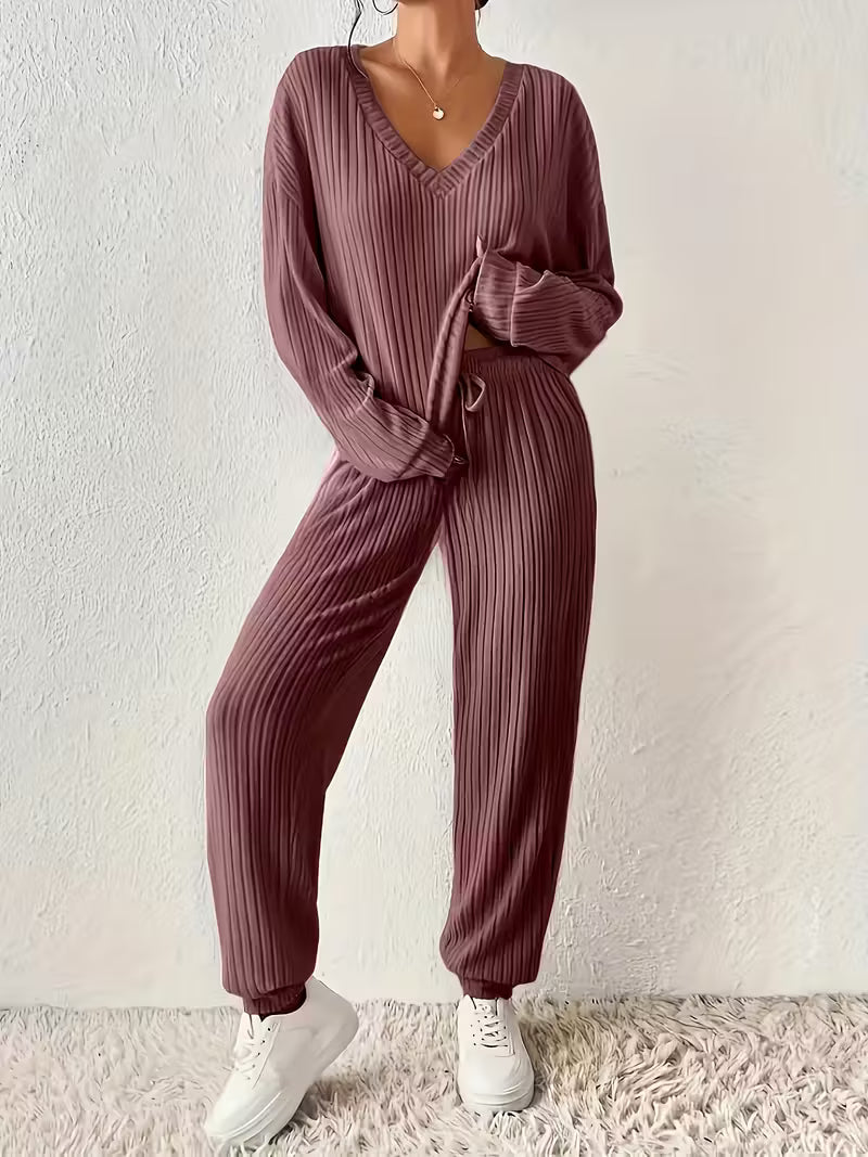 Anja™ - Cozy V-Neck Two-Piece Set