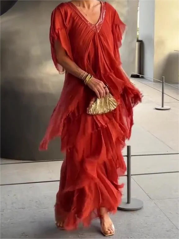 Zunera™ | Elegant V-Neck Long Dress