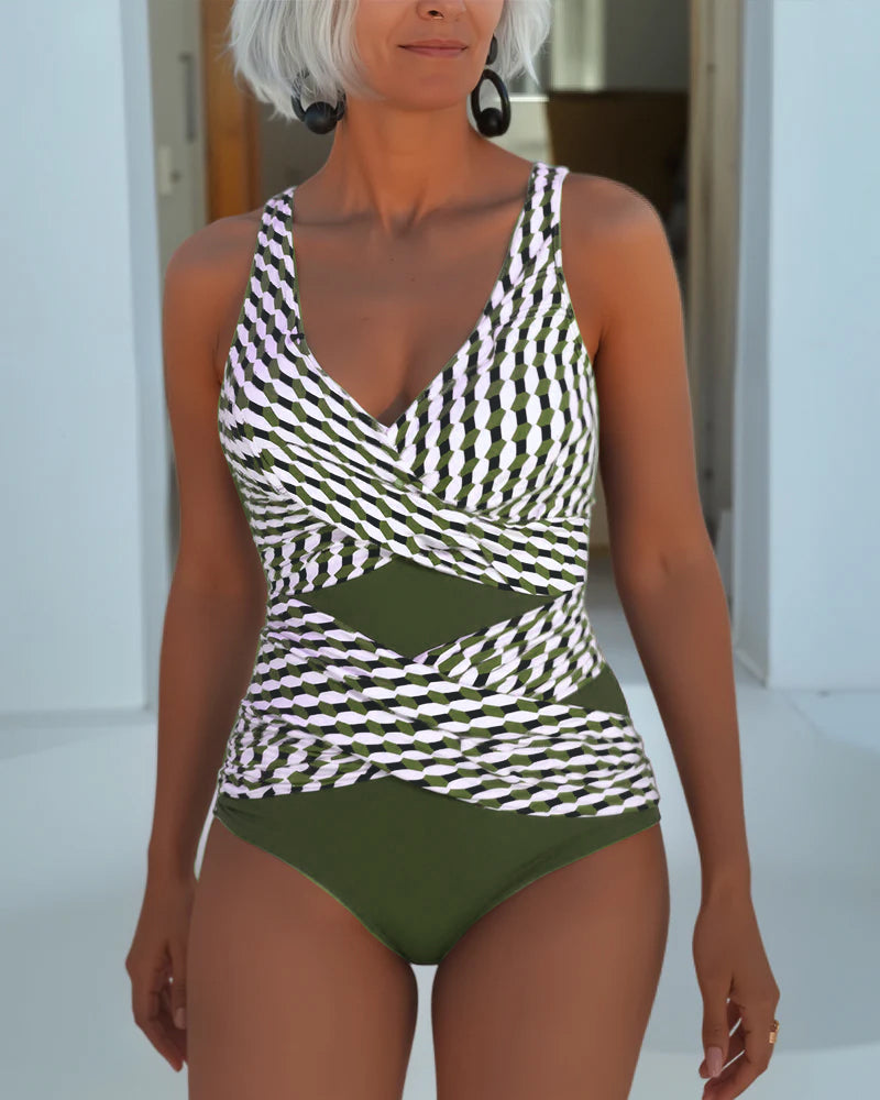 Serena | Women's One-Piece Holiday Swimsuit V-Neck Sleeveless