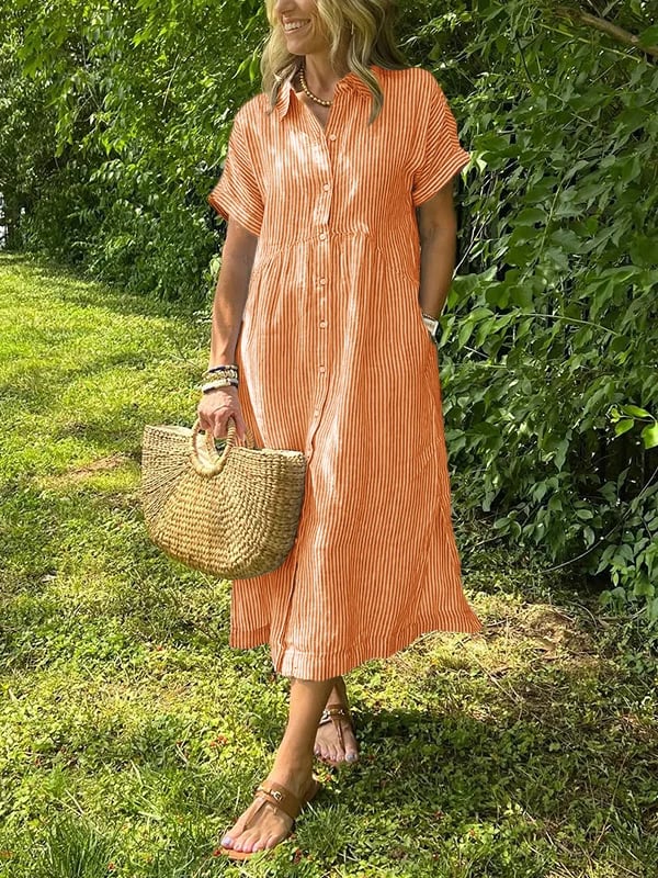 Gwen | Women's Striped Shirt Dress with Pockets