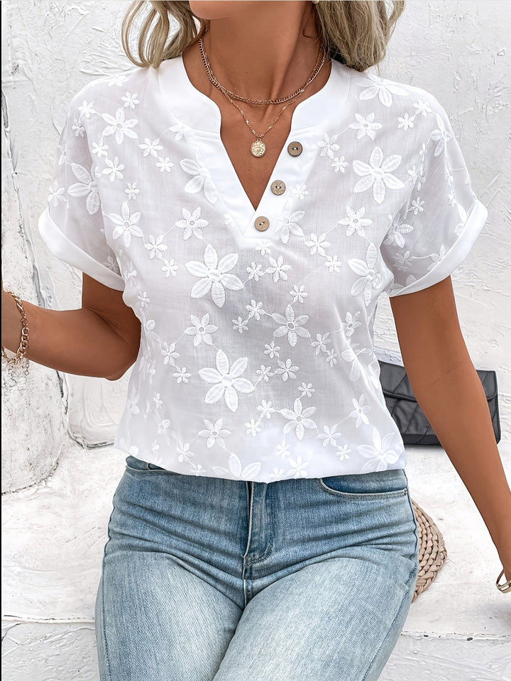 Dafne | Women's V-Neck Summer Floral Loose Shirt