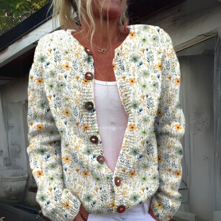 Leilani | Long Sleeve Warm Floral Cardigan with Buttons