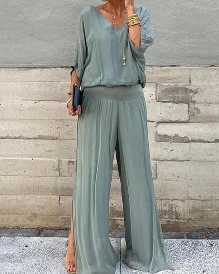 Jolia | Women's Loose V-Neck Two Piece Boho Set