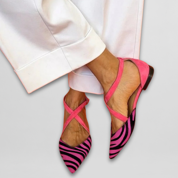 Fenna | Women's Zebra Print Ballerinas with straps